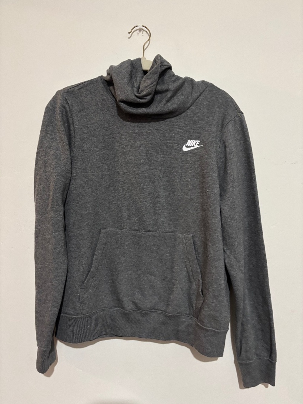 Nike Sportswear Funnel Neck Hoodie Women's Medium Grey Heather Club Fleece Cowl